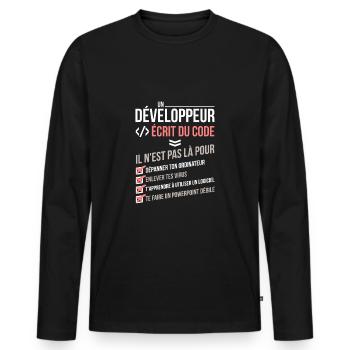 Un développeur - T-shirt manches longues Premium bio Homme - noir - Devant - Nico (187cm)