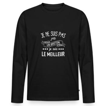 Cadeau homme breton - T-shirt manches longues Premium bio Homme - noir - Devant - Nico (187cm)