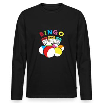 Bingo - Men's Premium Organic Long Sleeve Shirt - black - Front - Nico (187cm)
