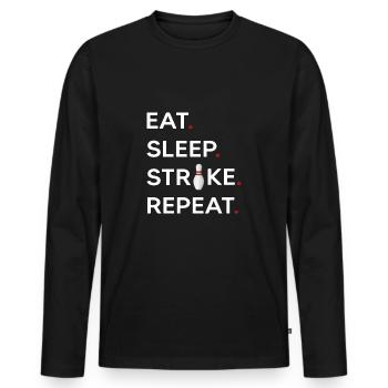 bowling strike bowlingkugel x bowling-life - Männer Premium Bio Langarmshirt - Schwarz - Vorne - Nico (187cm)