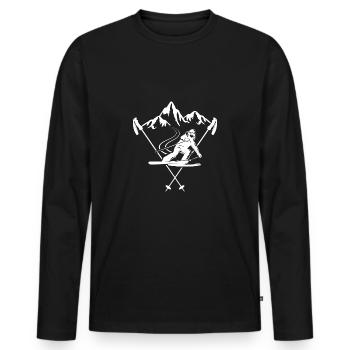 skieur ski alpin poudreuse course sculpteur - T-shirt manches longues Premium bio Homme - noir - Devant - Nico (187cm)