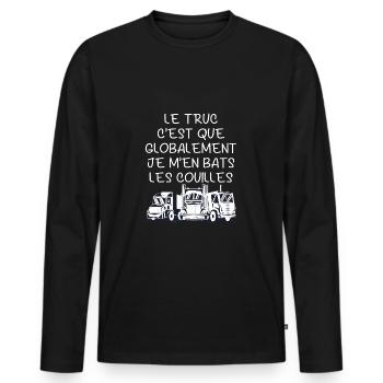 Routier Humour Poids Lourds Camionneur Conducteur - T-shirt manches longues Premium bio Homme - noir - Devant - Nico (187cm)