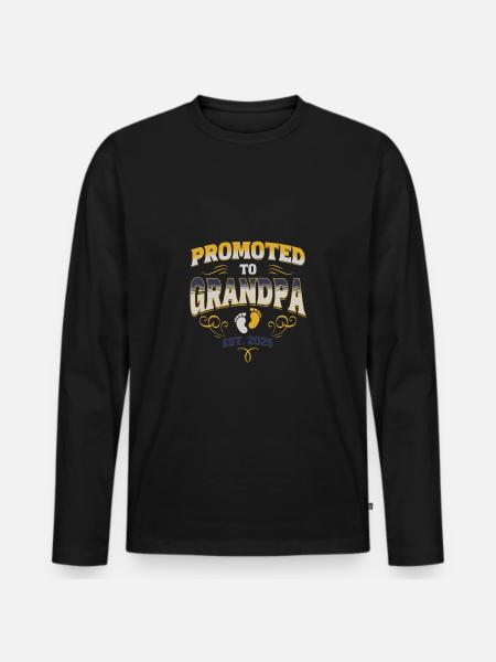Promoted To Grandpa Est 2025 Cool New Grandfather - Men's Premium Organic Long Sleeve Shirt - black