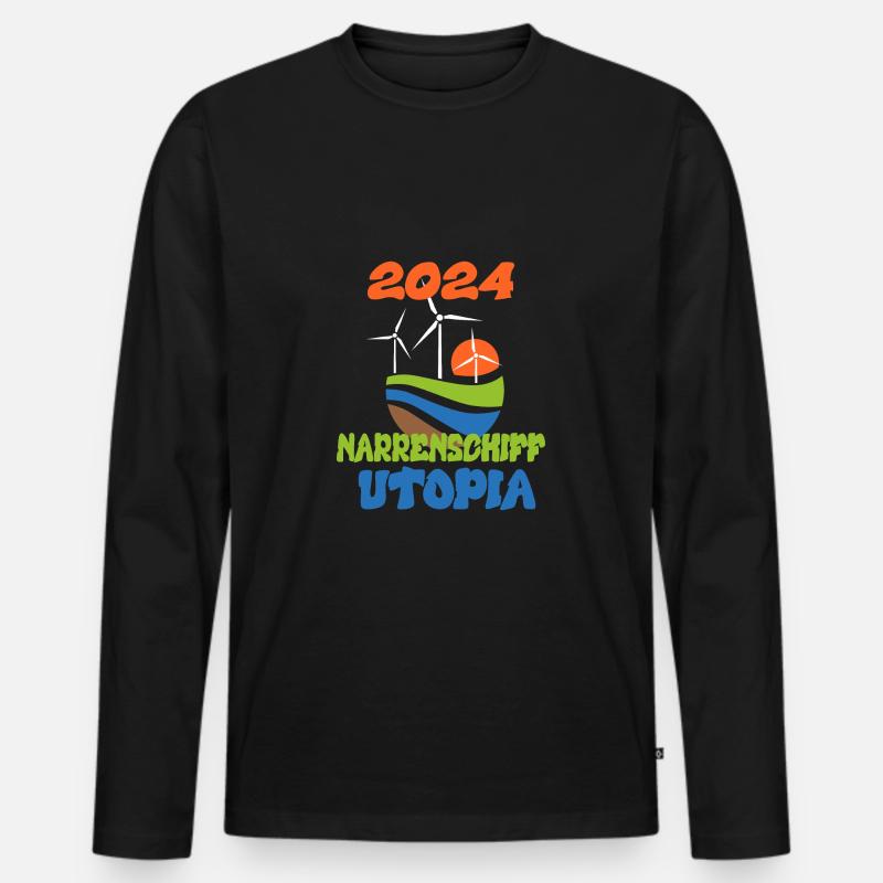 Narrenschiff Utopia, 2024 - Männer Premium Bio Langarmshirt - Schwarz