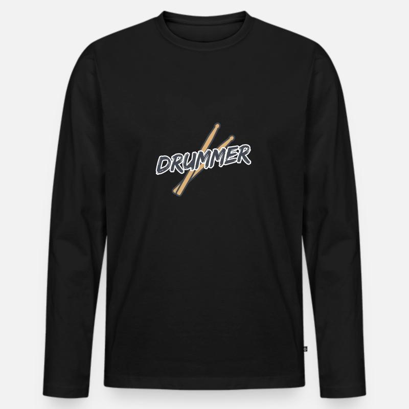 Drummer - Männer Premium Bio Langarmshirt - Schwarz
