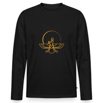 Faravahar Symbol Iran Persisch Spirituell - Männer Premium Bio Langarmshirt - Schwarz - Vorne - Nico (187cm)
