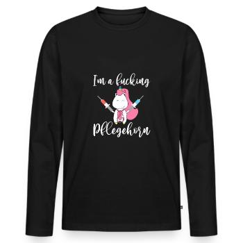 I'm a fucking Pflegehor - Männer Premium Bio Langarmshirt - Schwarz - Vorne - Nico (187cm)