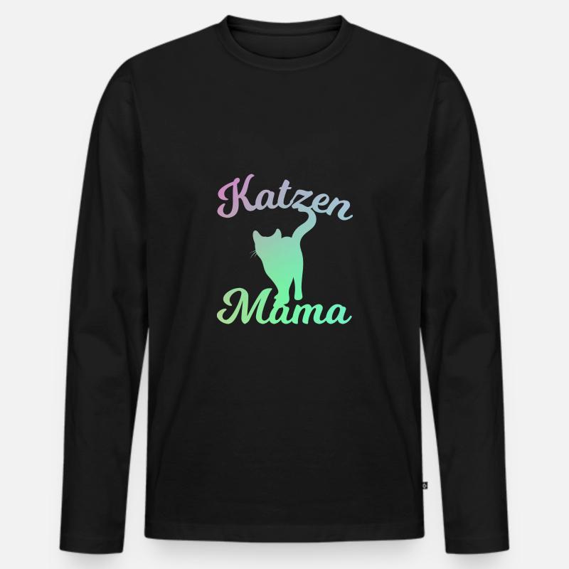 Katzen Mama - Katzendesign - Männer Premium Bio Langarmshirt - Schwarz