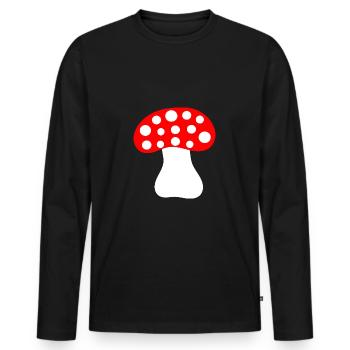 Toadstool, mushroom in the woods gift - Men's Premium Organic Long Sleeve Shirt - black - Front - Nico (187cm)