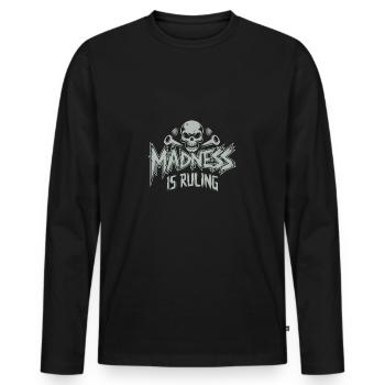 La folie règne sur le monde Motivation Espoir - T-shirt manches longues Premium bio Homme - noir - Devant - Nico (187cm)