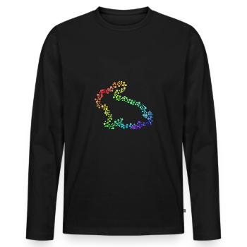 Bunny colorful dots - Men's Premium Organic Long Sleeve Shirt - black - Front - Nico (187cm)