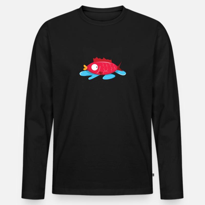 Fisch ohne wasser - Männer Premium Bio Langarmshirt - Schwarz