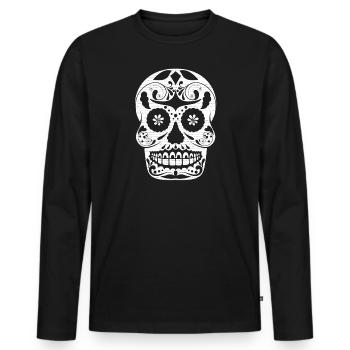 Sugar skull - Men's Premium Organic Long Sleeve Shirt - black - Front - Nico (187cm)