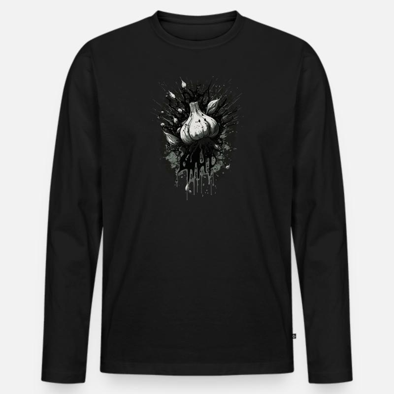 Knoblauch - Männer Premium Bio Langarmshirt - Schwarz