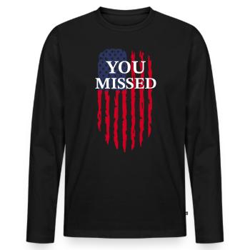 usa you Missed - Men's Premium Organic Long Sleeve Shirt - black - Front - Nico (187cm)