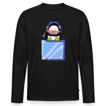 Pingouin mignon avec glaçon - T-shirt manches longues Premium bio Homme - noir - Devant - Nico (187cm)