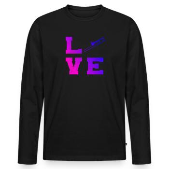 Cuivre Tromboniste Tromboniste - T-shirt manches longues Premium bio Homme - noir - Devant - Nico (187cm)