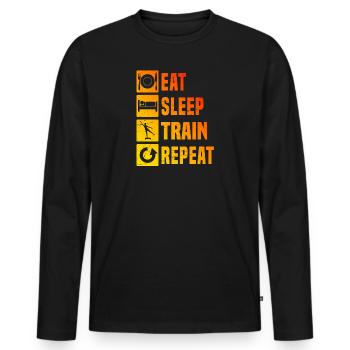 Women's Men's Fitness Training Aerobics Aerobics - Men's Premium Organic Long Sleeve Shirt - black - Front - Nico (187cm)