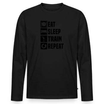 Aerobic Fitness Training Aerobics Aerobic Fitness - Men's Premium Organic Long Sleeve Shirt - black - Front - Nico (187cm)