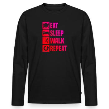 Damen Nordic Walking Walken Walker Nordic Walker - Männer Premium Bio Langarmshirt - Schwarz - Vorne - Nico (187cm)