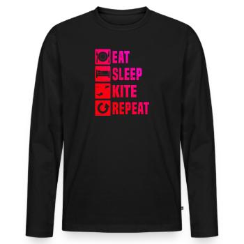 Kitesurf Kitesurf Kitesurf Kitesurfer Kite Kitesurfers - T-shirt manches longues Premium bio Homme - noir - Devant - Nico (187cm)