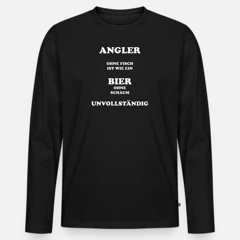 Angler ohne Bier - Männer Premium Bio Langarmshirt - Schwarz