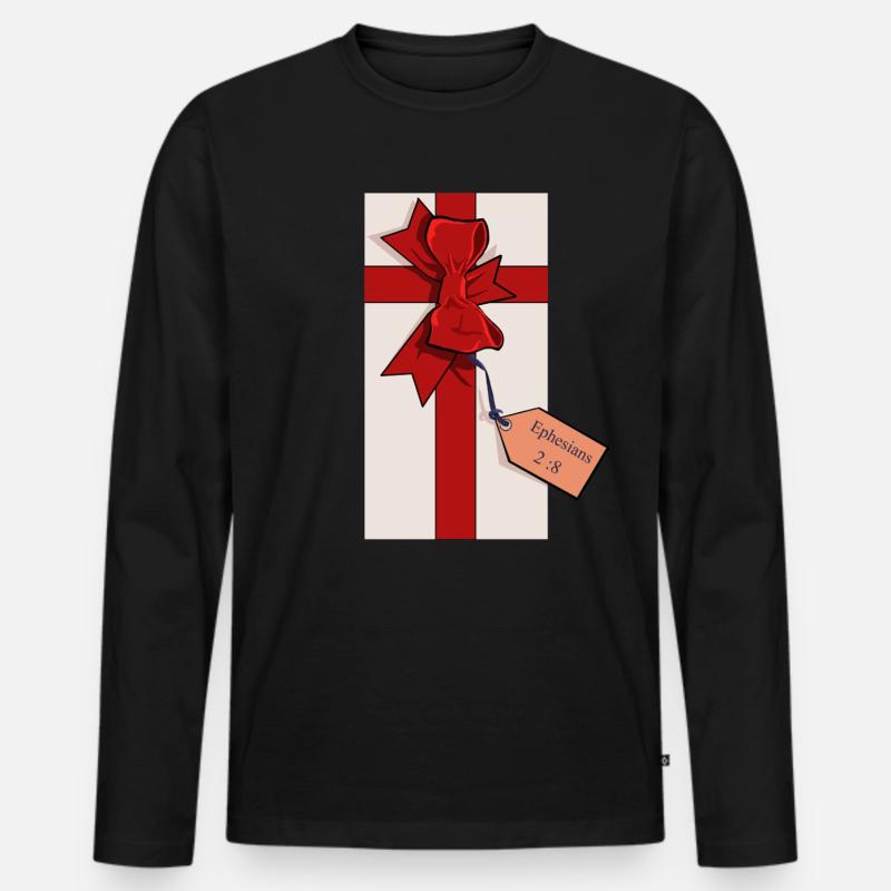 Durch Gnade gerettet - Männer Premium Bio Langarmshirt - Schwarz
