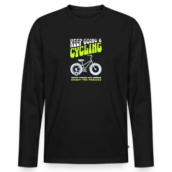 Continuez et faites du vélo - T-shirt manches longues Premium bio Homme - noir - Devant - Nico (187cm)