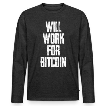 Fonctionnera pour Bitcoin 3 - T-shirt manches longues Premium bio Homme - anthracite chiné - Devant - Nico (187cm)