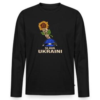 sunflower slava ukraini stand with ukraine kiev - Men's Premium Organic Long Sleeve Shirt - black - Front - Nico (187cm)