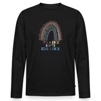 Schule Lesen Schüler Lehrer Geschenkidee - Männer Premium Bio Langarmshirt - Schwarz - Vorne - Nico (187cm)
