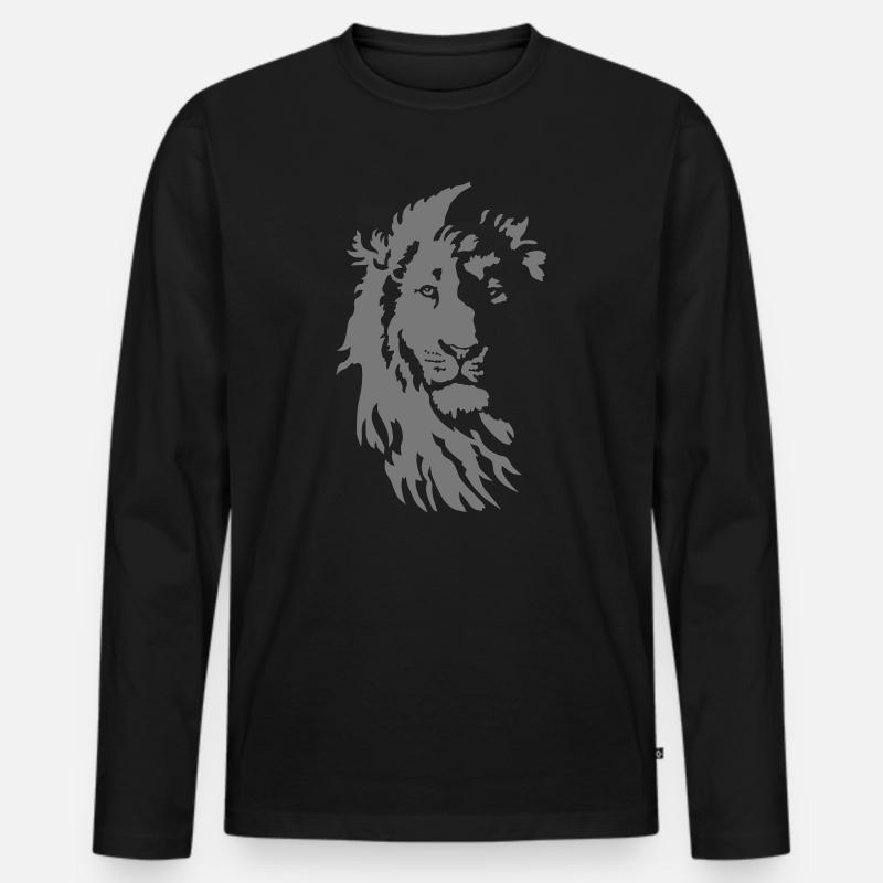 Löwe - Männer Premium Bio Langarmshirt - Schwarz