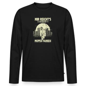 Ostalgie Schwalbe Simson Suhl - mir reichts - Männer Premium Bio Langarmshirt - Schwarz - Vorne - Nico (187cm)