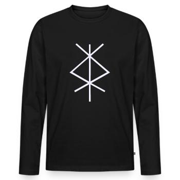 Schutzrunen Isa Inguz Algiz - Männer Premium Bio Langarmshirt - Schwarz - Vorne - Nico (187cm)
