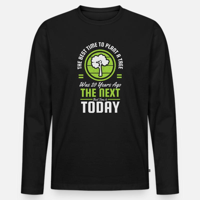 Nächster Zeitpunkt Heute Baumlogo - Männer Premium Bio Langarmshirt - Schwarz