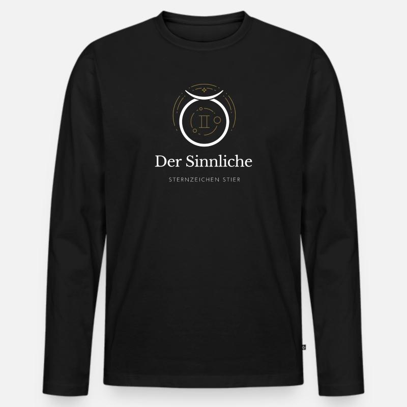 Der Sinnliche - Sternzeichen Stier - Männer Premium Bio Langarmshirt - Schwarz
