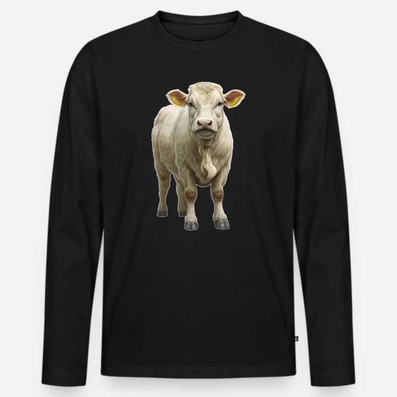 Charolais Rind - Männer Premium Bio Langarmshirt - Schwarz