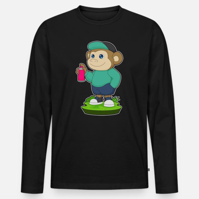 Affe Sprayer Sprühdose - Männer Premium Bio Langarmshirt - Schwarz
