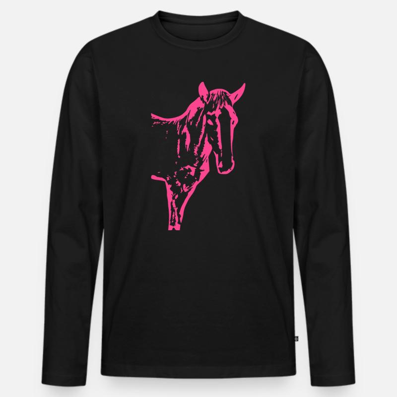 Cavallo rosa rosa, puledro - Maglia a manica lunga ecologica premium da uomo - nero