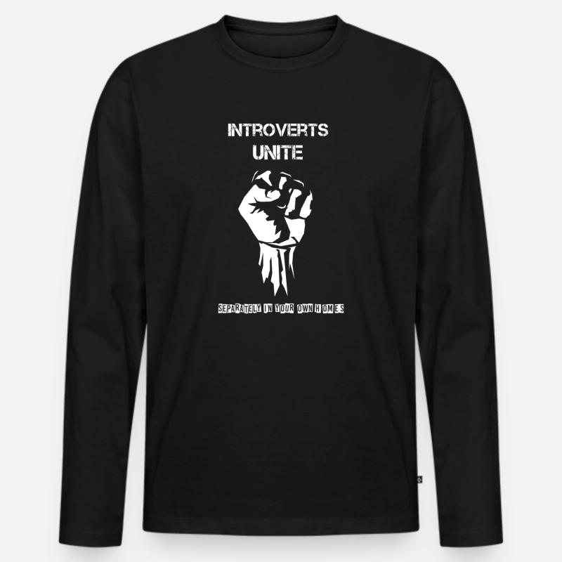Introverts Unite - Männer Premium Bio Langarmshirt - Schwarz