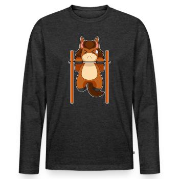 Horse Bodybuilder Pull-ups Bodybuilding - Men's Premium Organic Long Sleeve Shirt - heather anthracite - Front - Nico (187cm)