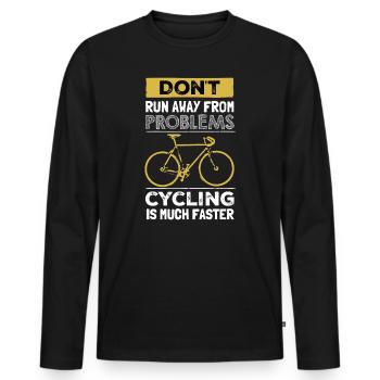 Rennrad Spruch witzig Cycling Is Much Faster - Männer Premium Bio Langarmshirt - Schwarz - Vorne - Nico (187cm)