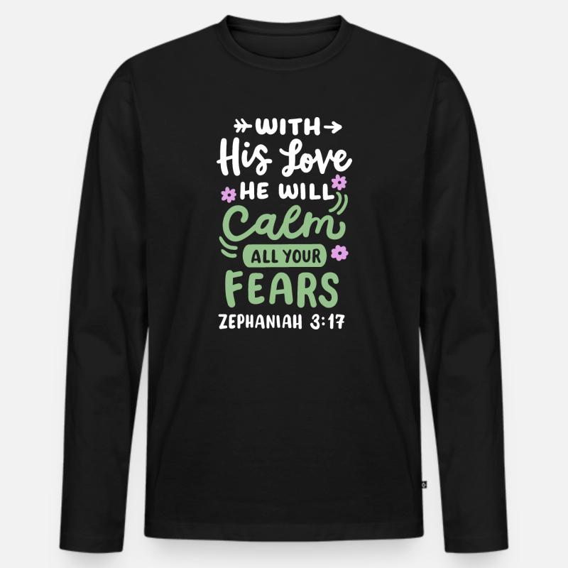 Christlicher Bibelvers - Männer Premium Bio Langarmshirt - Schwarz