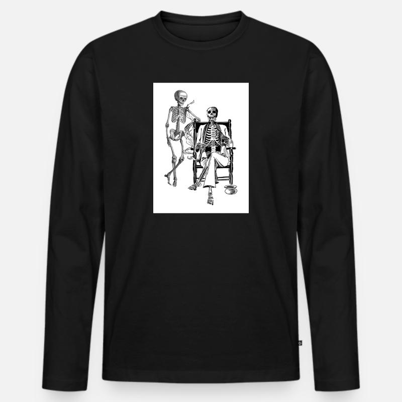 Skelett - Männer Premium Bio Langarmshirt - Schwarz