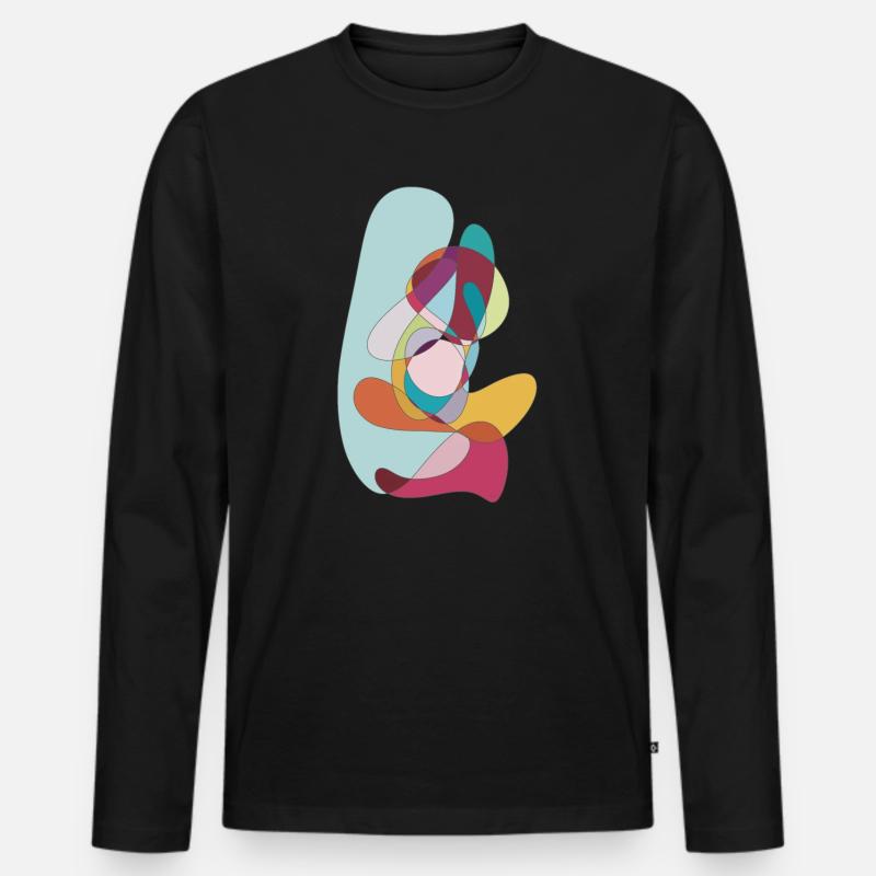 Farbwirbel Abstrakt - Männer Premium Bio Langarmshirt - Schwarz