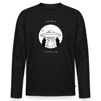 Cosmic Traveller - Men's Premium Organic Long Sleeve Shirt - black - Front - Nico (187cm)