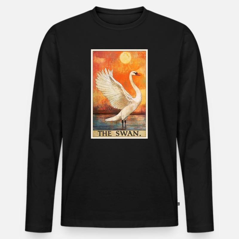 Schwäne Schwan - Männer Premium Bio Langarmshirt - Schwarz