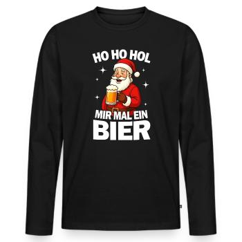 Chemise de bière de Noël humoristique - T-shirt manches longues Premium bio Homme - noir - Devant - Nico (187cm)
