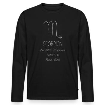 Signe du Scorpion - T-shirt manches longues Premium bio Homme - noir - Devant - Nico (187cm)