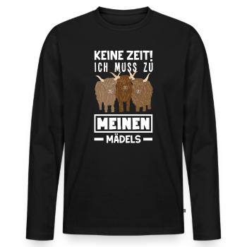 No time! I have to go to my girls Highland cattle - Men's Premium Organic Long Sleeve Shirt - black - Front - Nico (187cm)